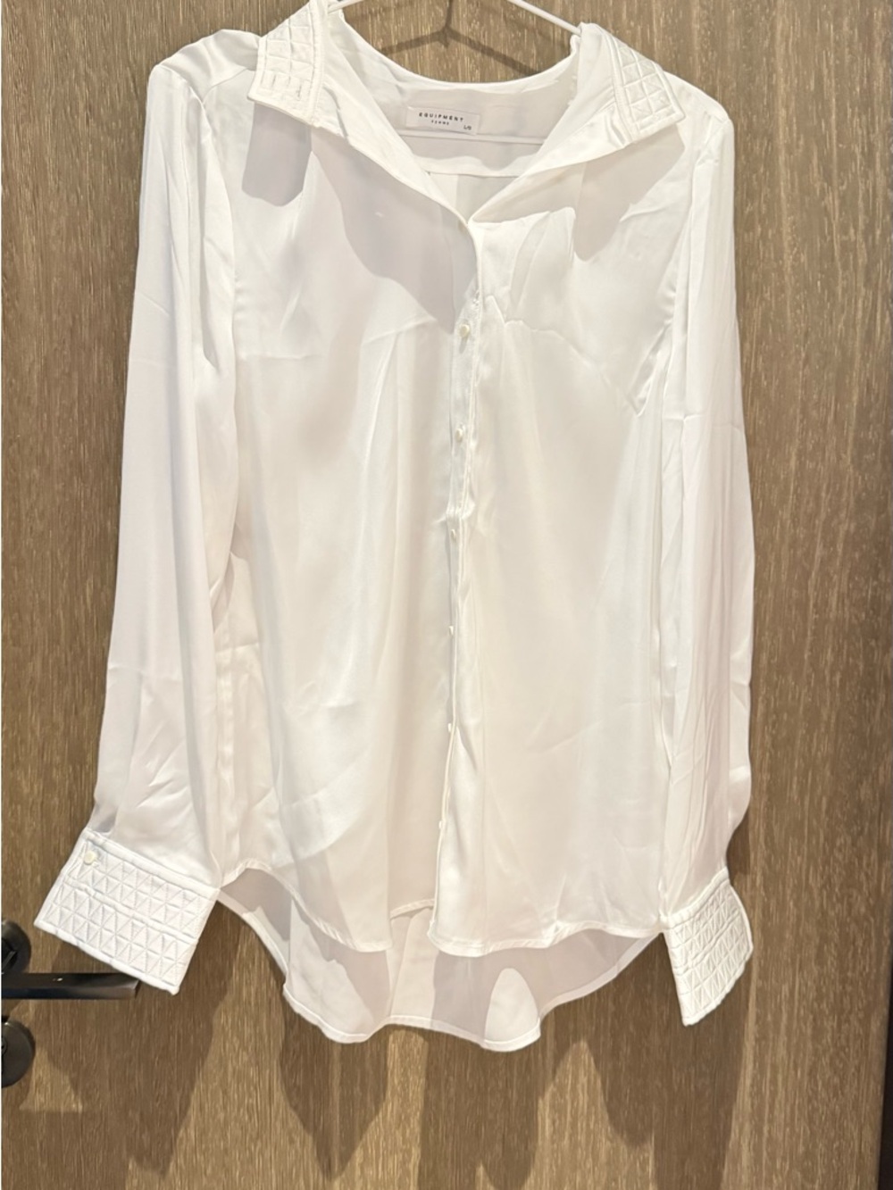 Equipment White Quilted-Cuff Silk Button-Down Shirt